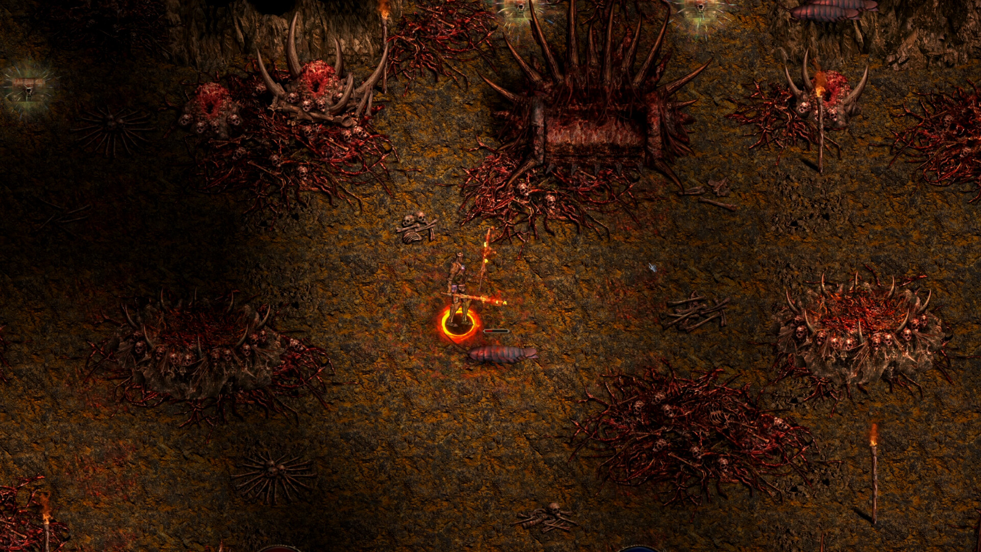 Shadow Dungeon — a hell-dungeon floor patrolled by skeletons, from official screenshots